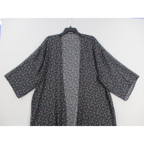Vintage Floral Kimono Cardigan  Size - L  Semi-Sheer Lightweight Cover-Up - Picture 2 of 8